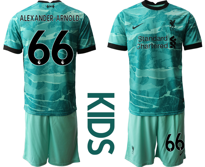 Youth 2020-2021 club Liverpool away #66 green Soccer Jerseys